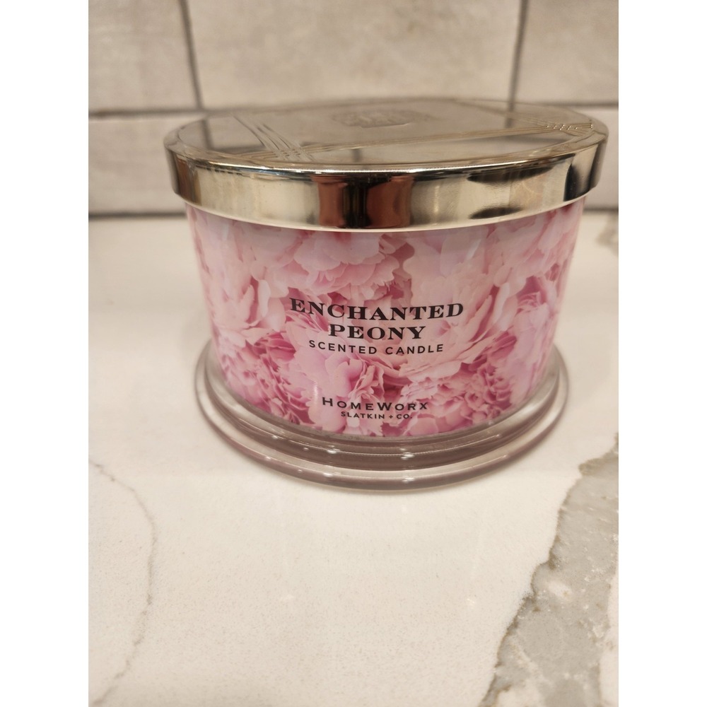 Homeworx By SLATKIN + CO. 18 oz 4 Wick Candle- Enchanted Peony Floral Jar New